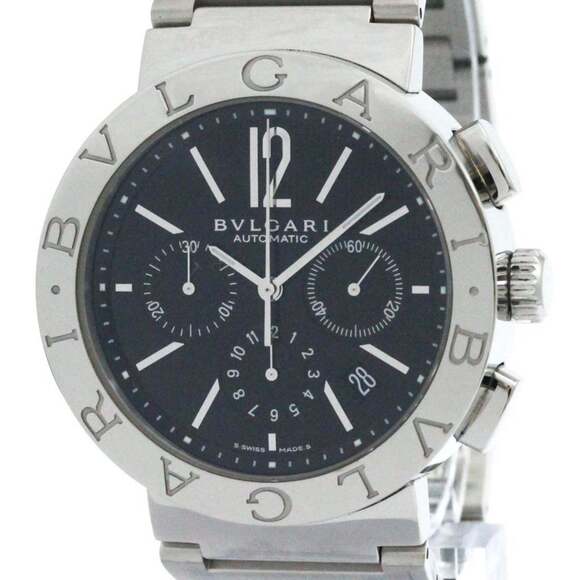 Polished BVLGARI BVLGARI-BVLGARI Chronograph Automatic Watch BB42SSCH BF580420
